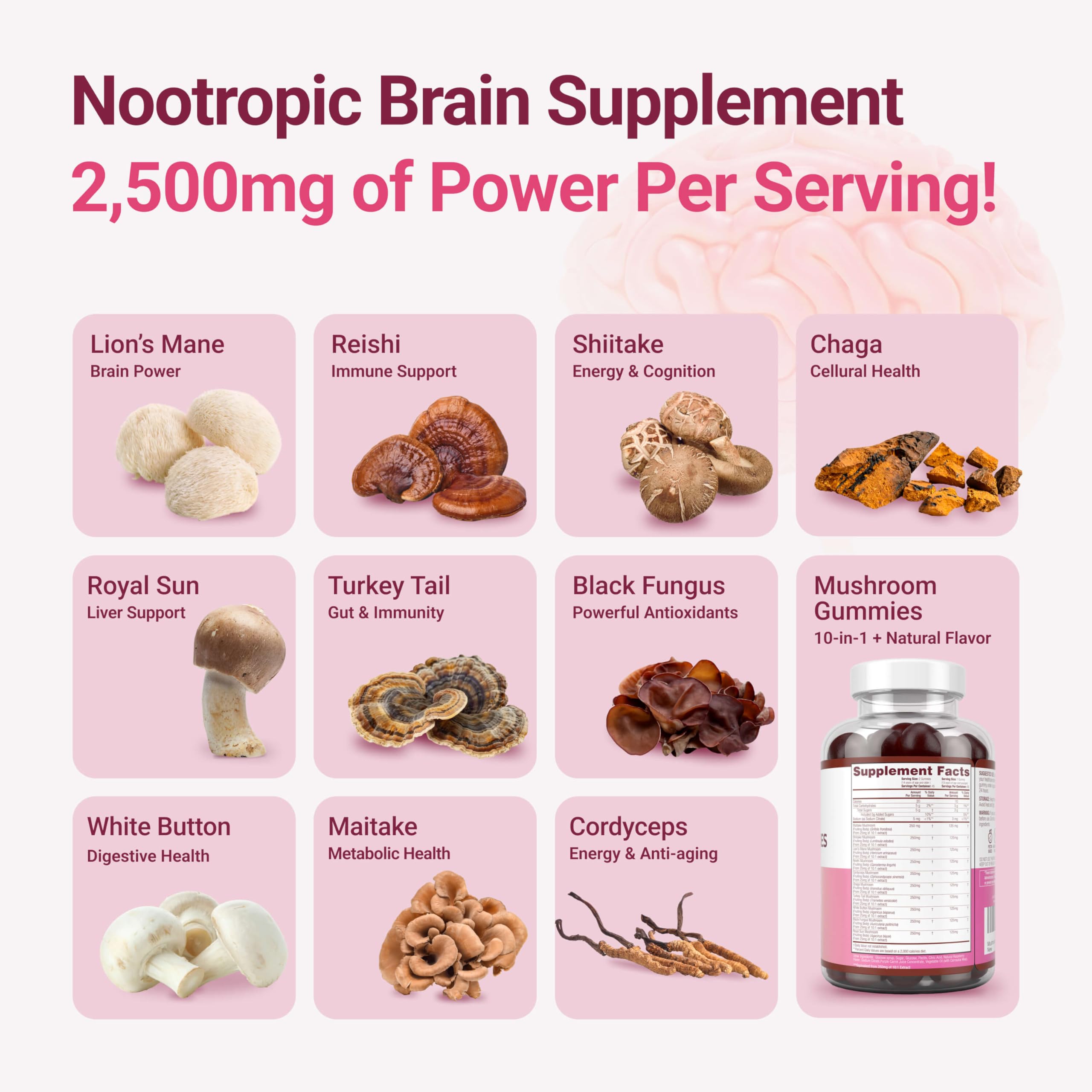 Nootropic mushroom gummies aiding focus and mood