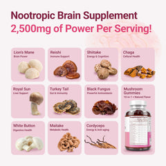 Nootropic mushroom gummies aiding focus and mood