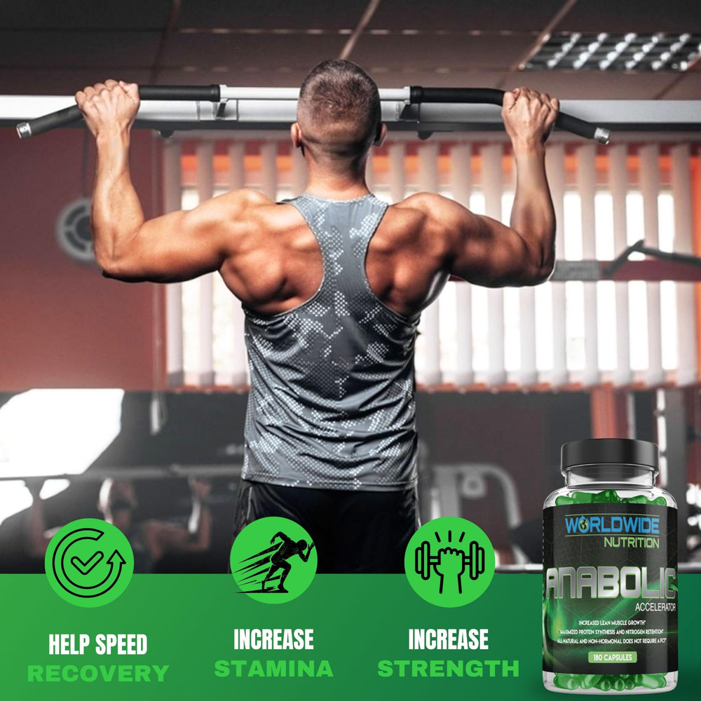 Worldwide Nutrition Anabolic Accelerator jar shown for daily supplementation