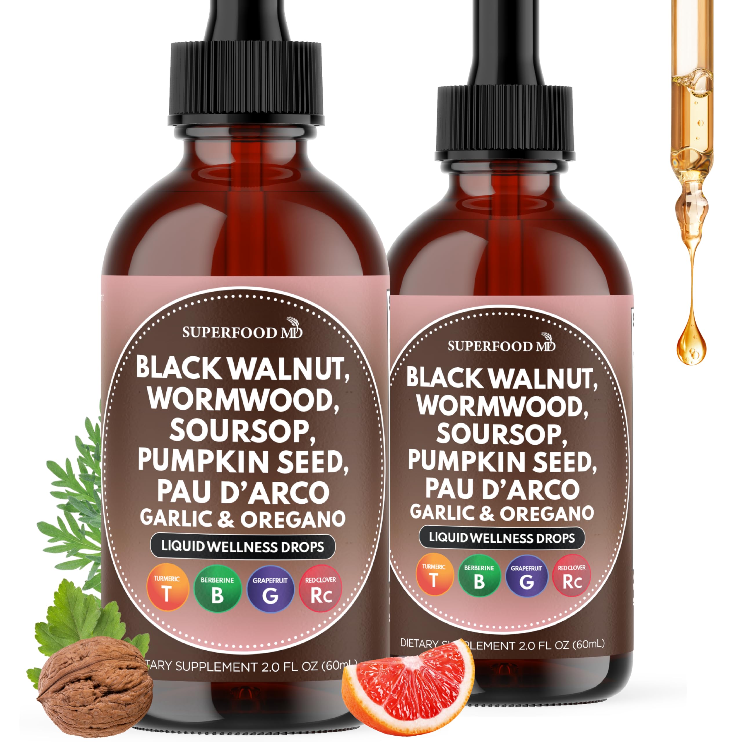 Front view of Wormwood Black Walnut Cleanse Drops bottle (4 oz)