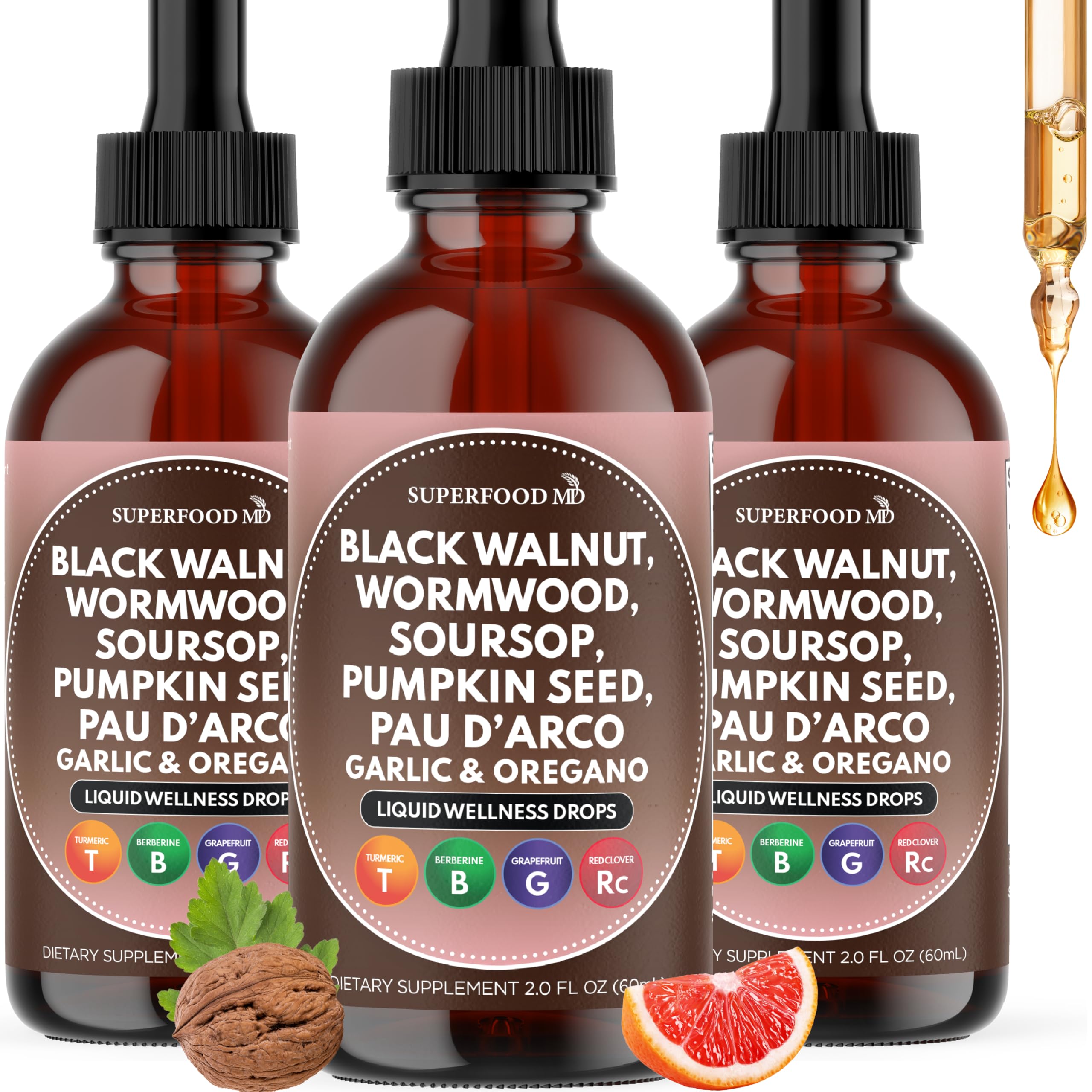 Bottle of Wormwood Black Walnut Cleanse Drops 6 oz