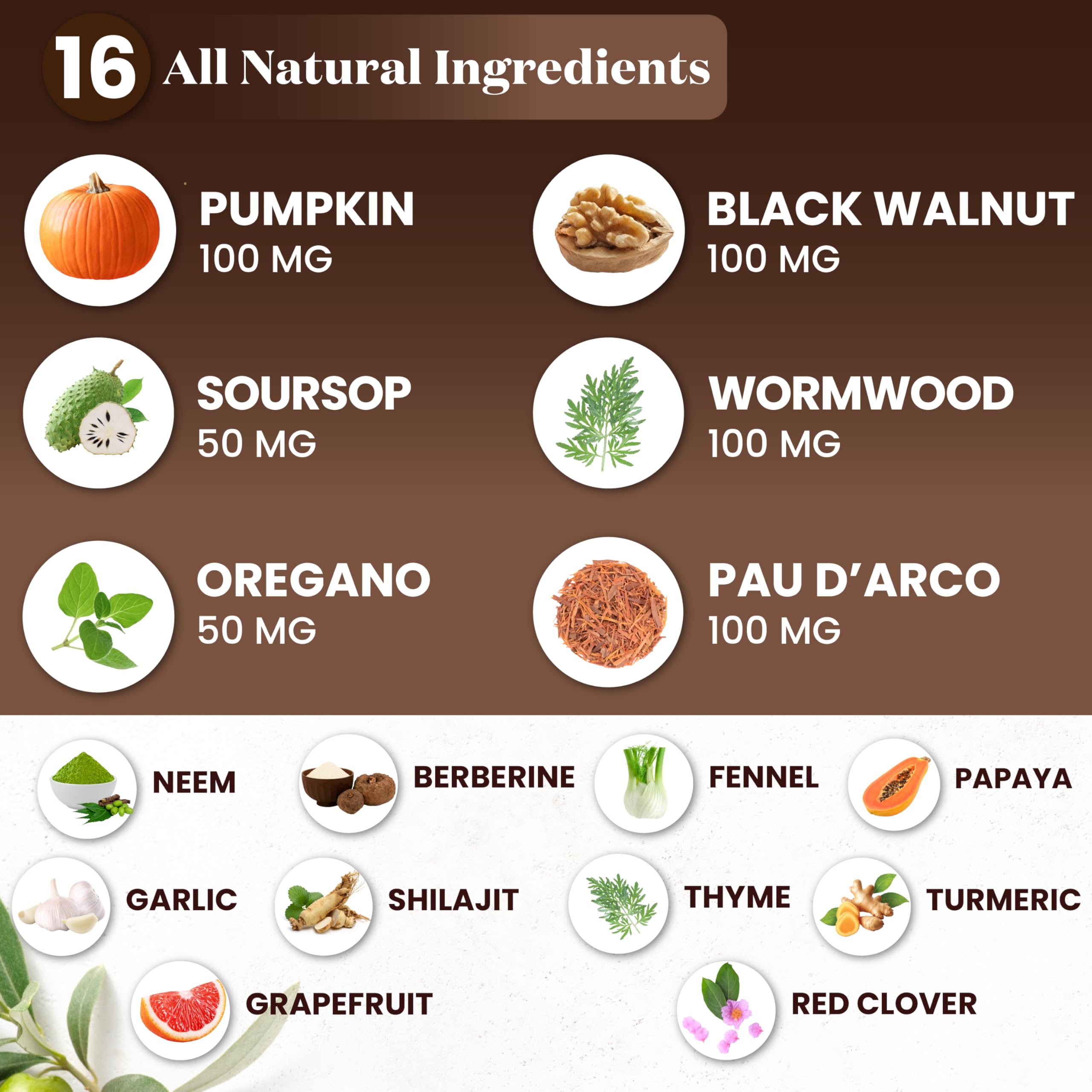 Pumpkin seeds, neem extract and red clover in herbal blend