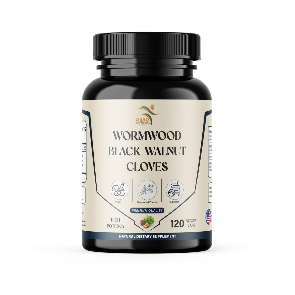 Wormwood Black Walnut Clove Capsules bottle – front view