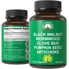 Bottle of Wormwood Black Walnut Clove Cleanse capsules