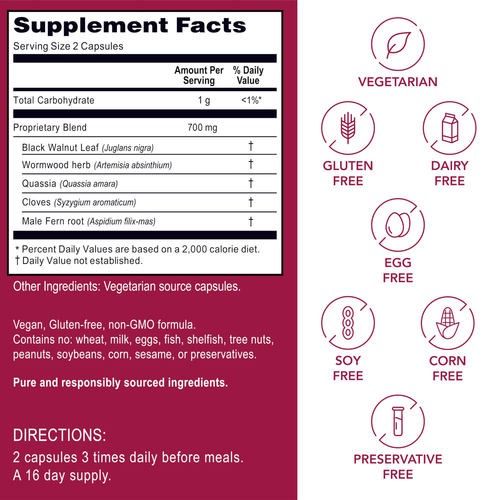 Label showing Non-GMO, Vegan, Gluten Free features