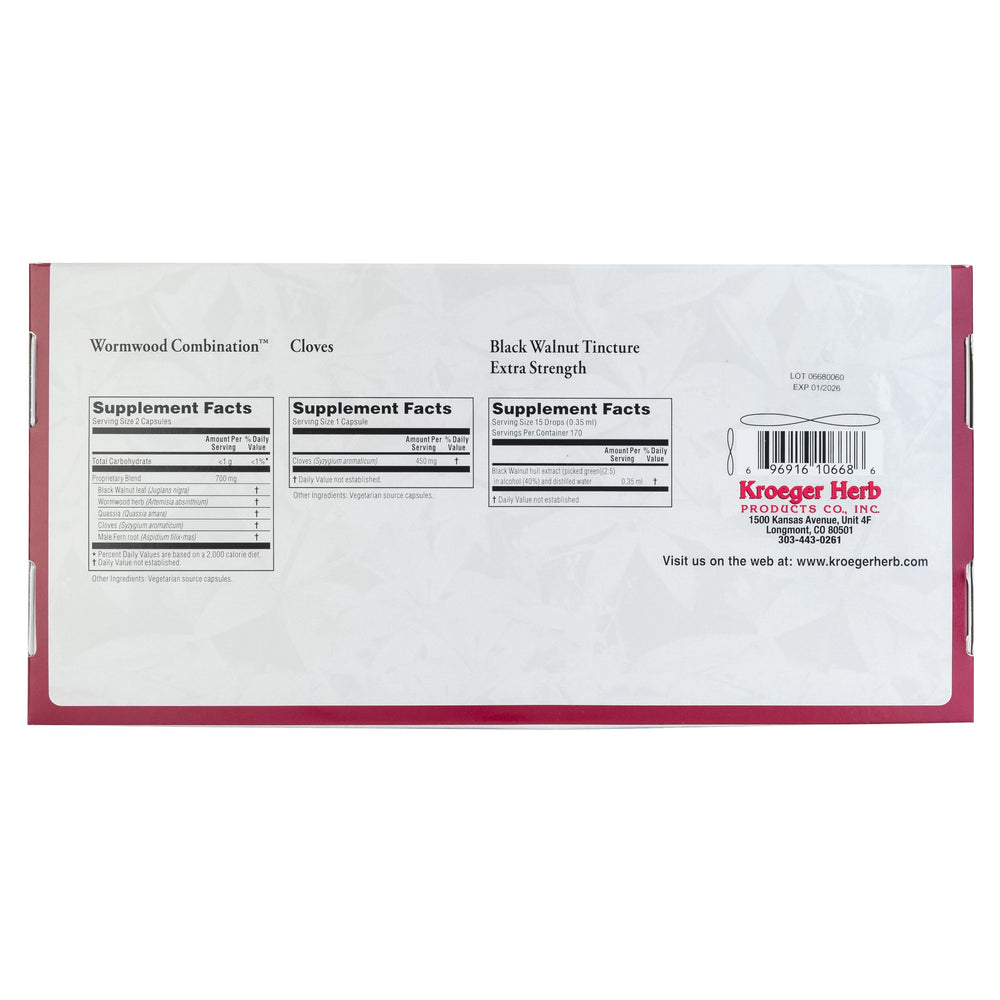 Kroeger Wormwood Detox Kit packaging and branding