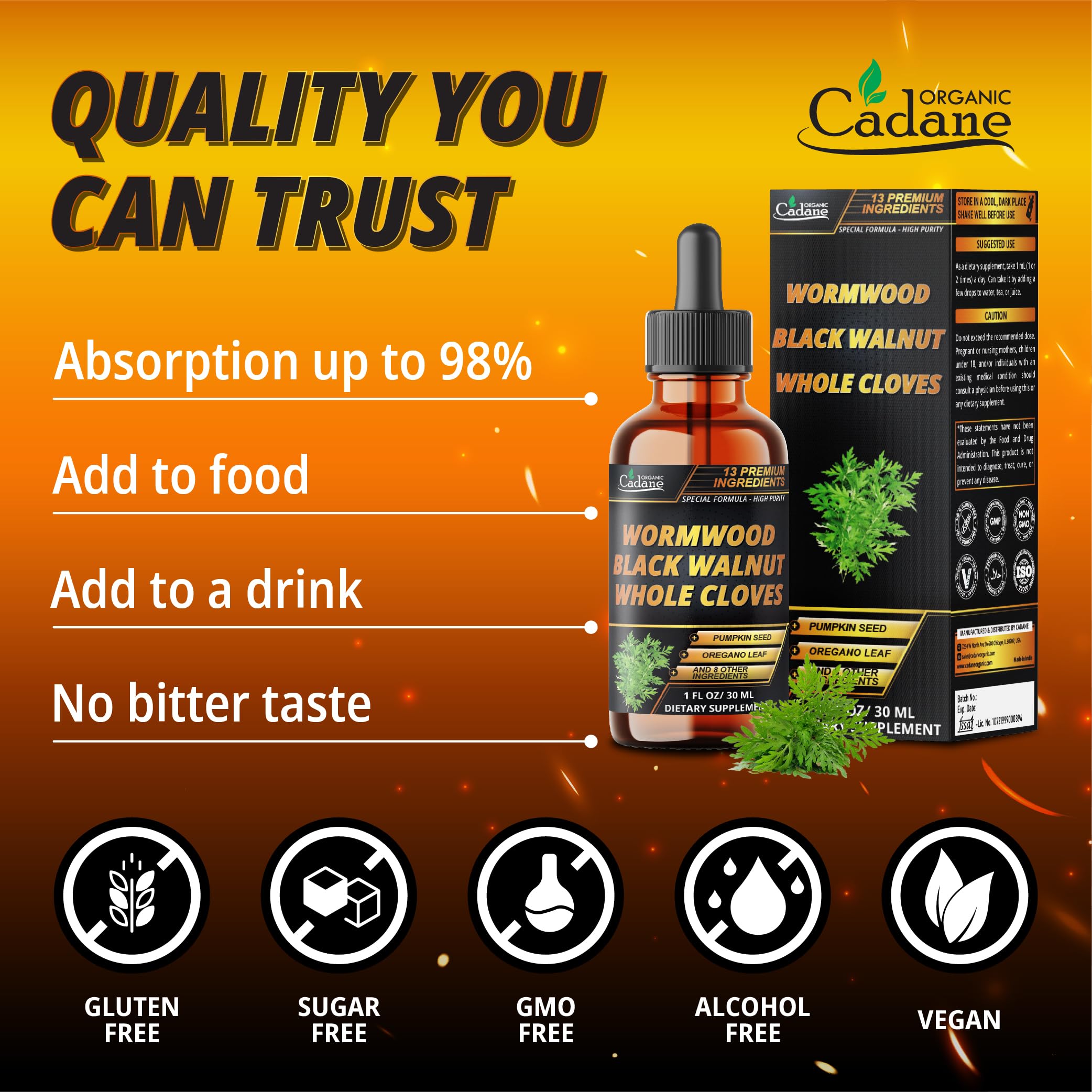 Graphic representing immune and digestive support from Wormwood Drops