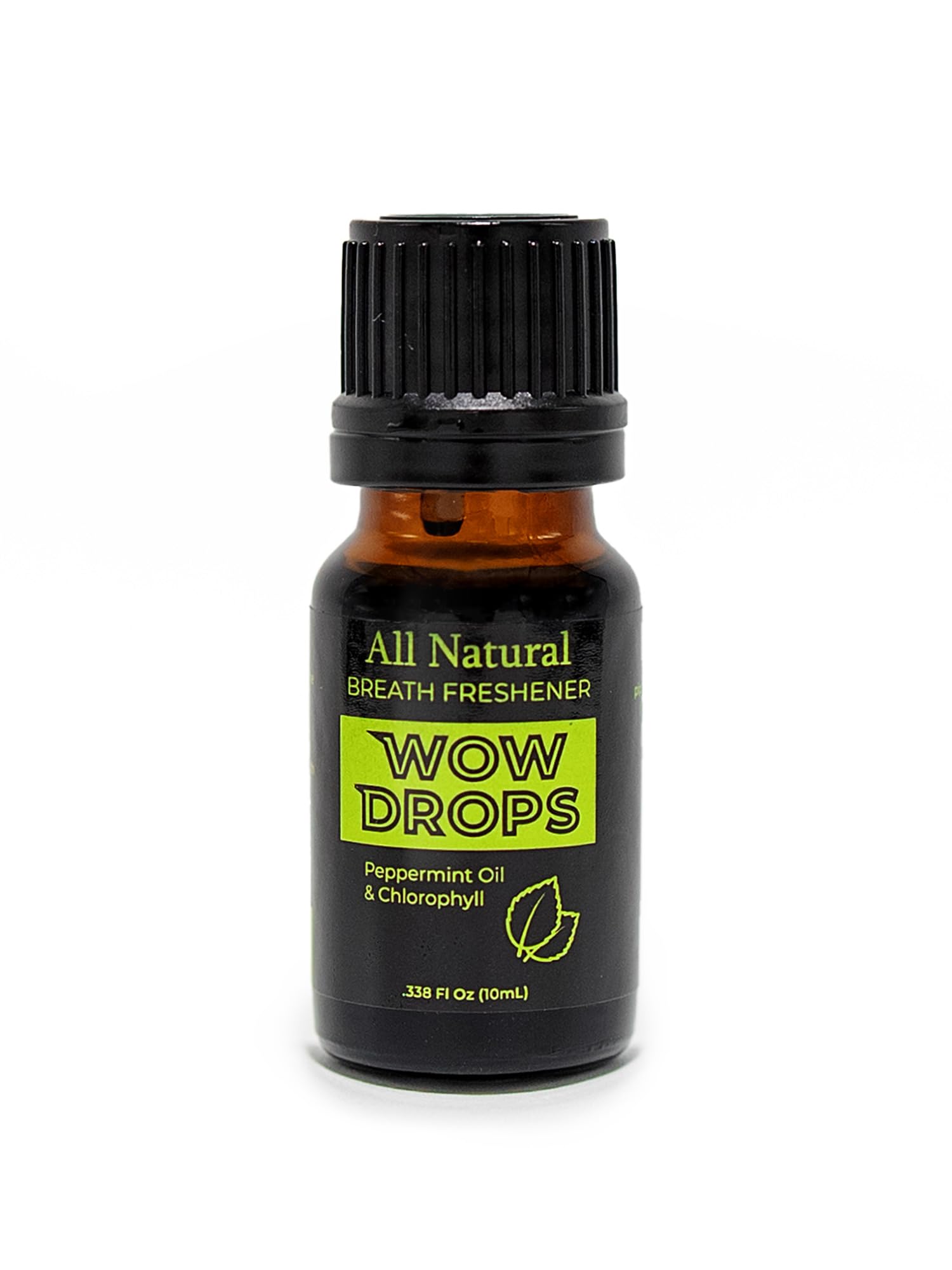 Bottle of WOW Drops Peppermint Essential Oil 0.34 oz travel size