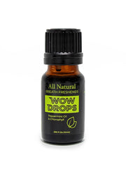 Bottle of WOW Drops Peppermint Essential Oil 0.34 oz travel size