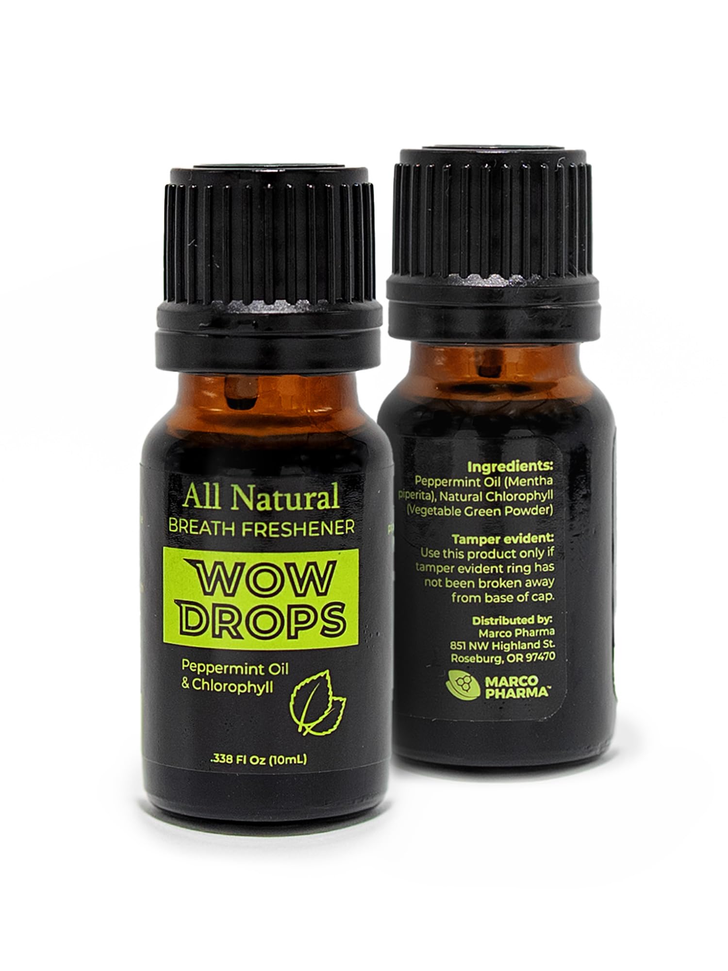 Peppermint essential oil bottle close-up with dropper