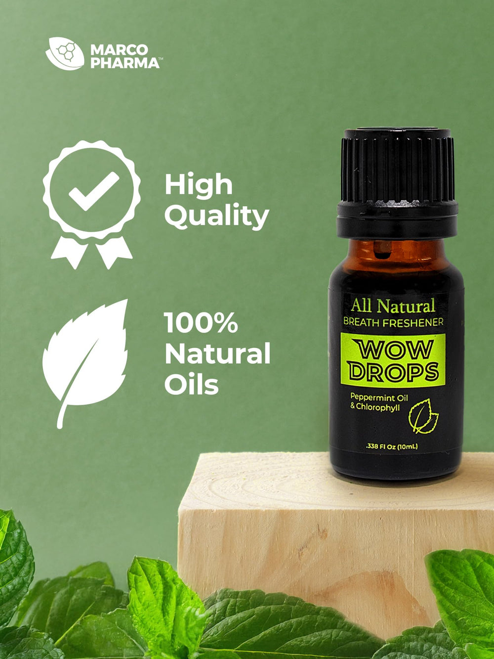 Ingredients and bottle of peppermint oil