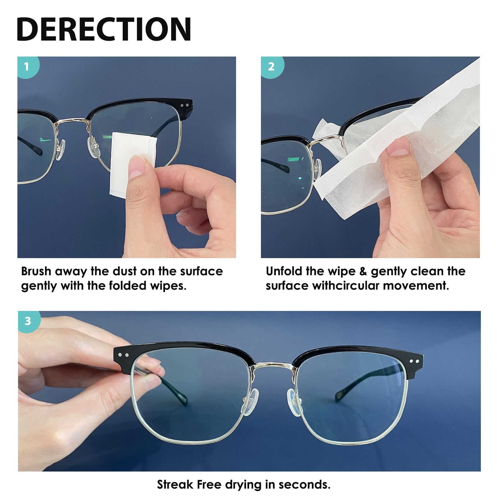 Ammonia-free formula label on lens wipes