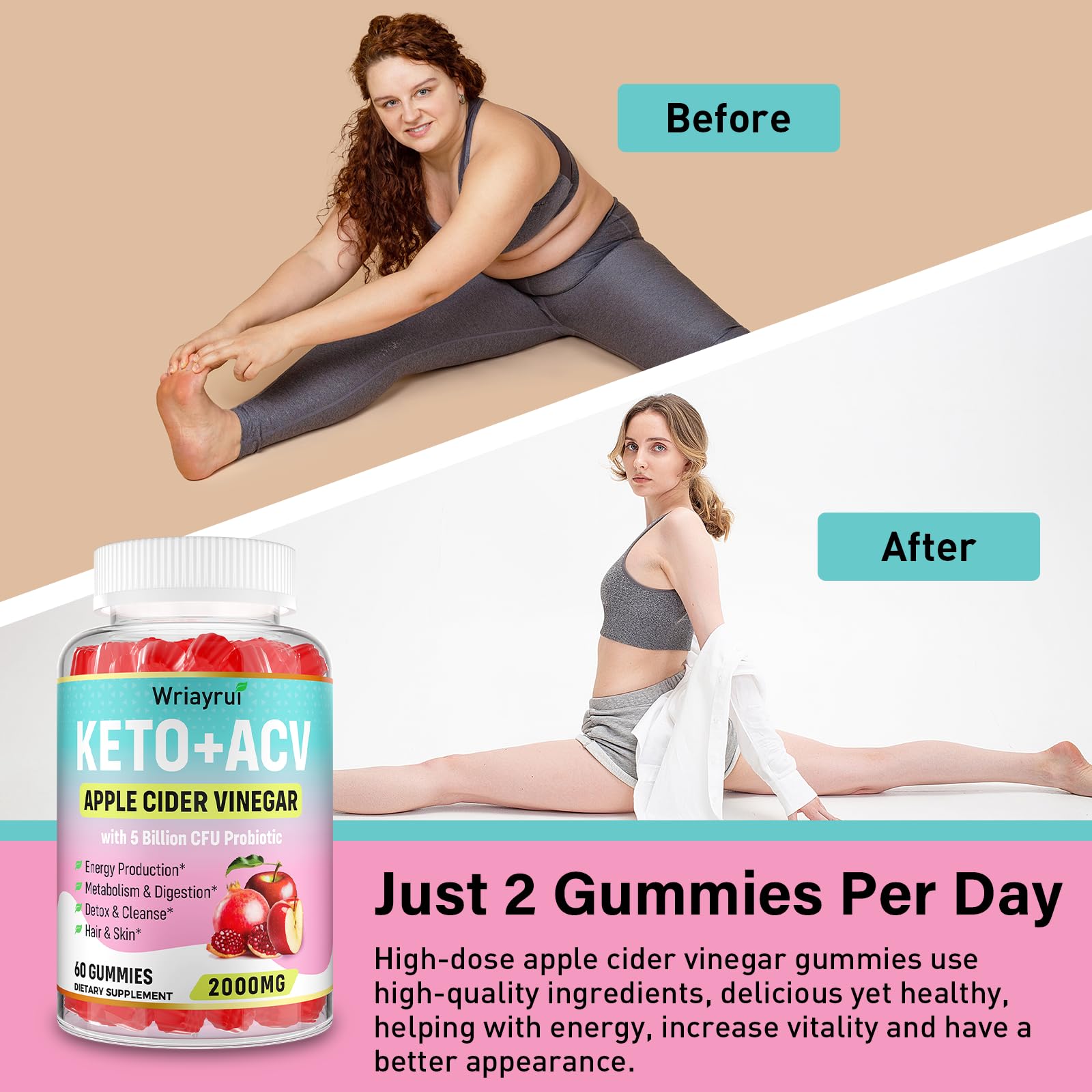 Gluten-free and vegan-friendly Keto ACV gummies label