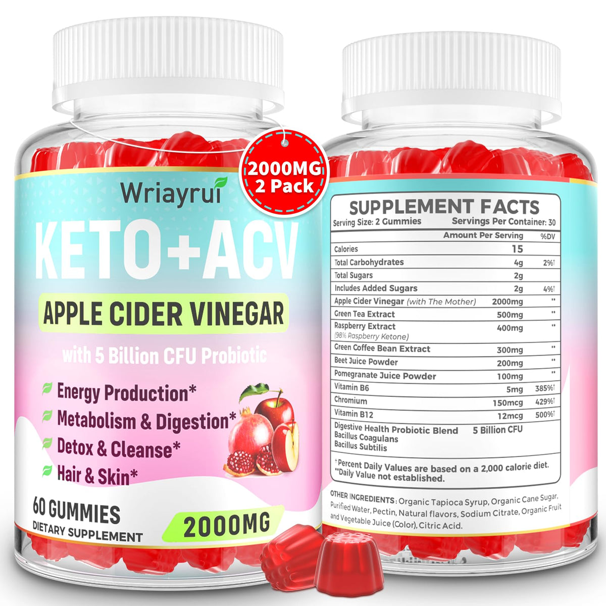 Bottle of Wriayrui Keto ACV Gummies with Mother label