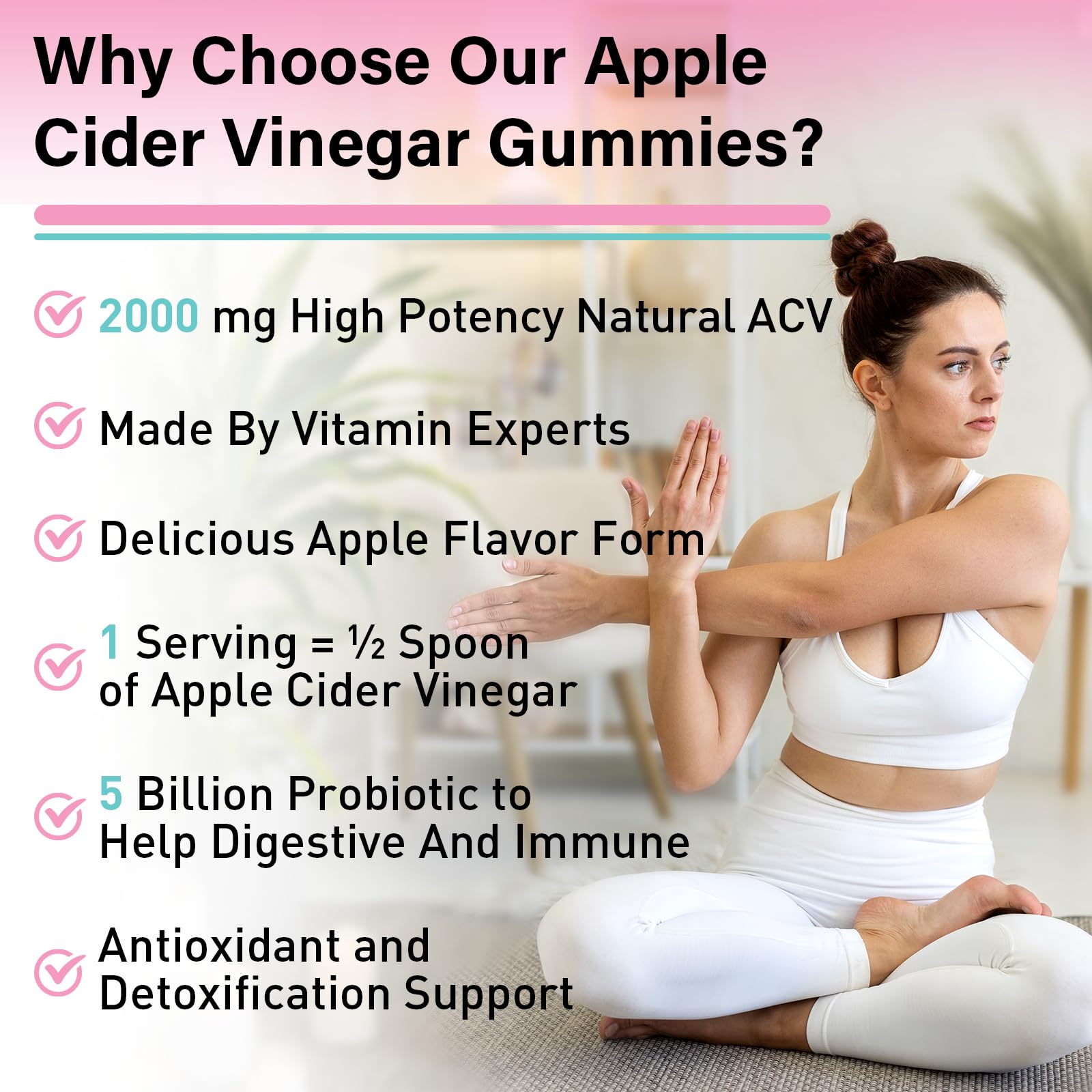 Ingredients include apple cider vinegar with Mother and green tea extract