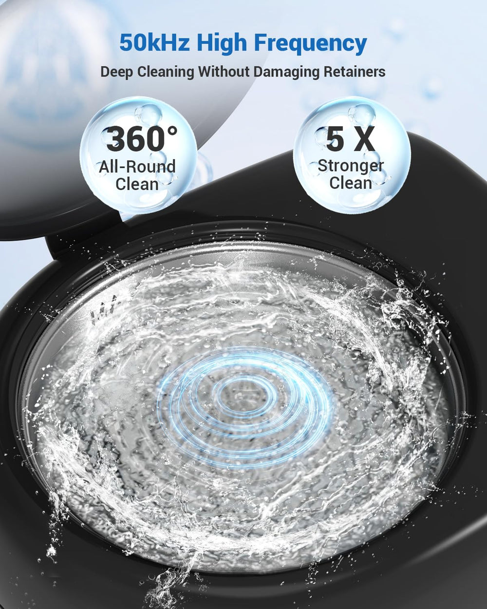 Close-up of 50kHz ultrasonic cleaning action