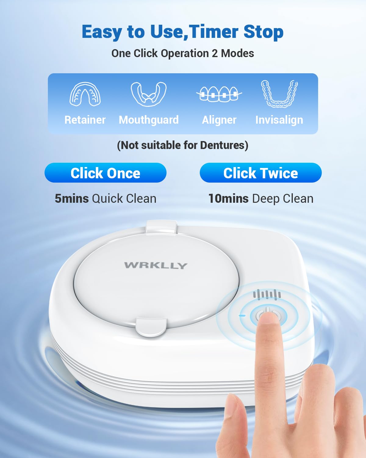 One-touch operation and mode selection on Wrklly cleaner