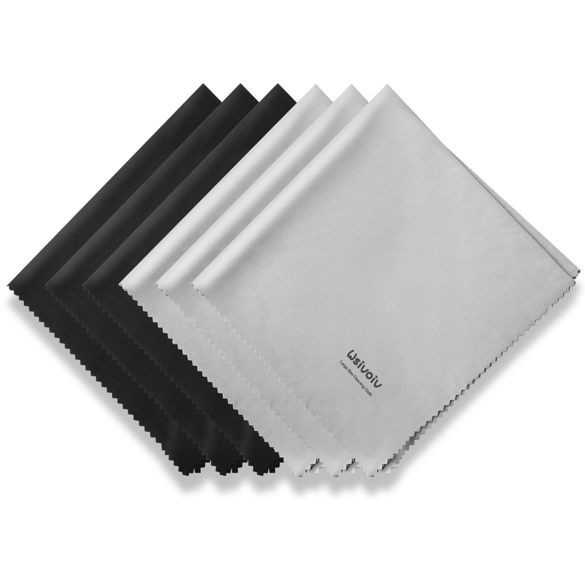 Wsivoiv 6pcs 12x12 inch microfiber cleaning cloths in black and gray