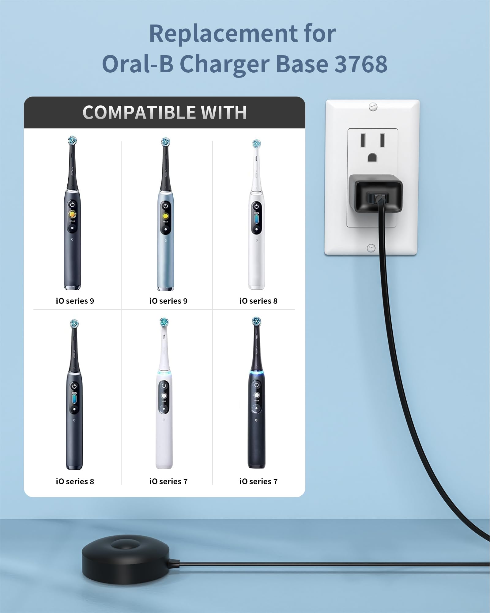 WUKUR Oral-B iO charger base 3768 in black - side view