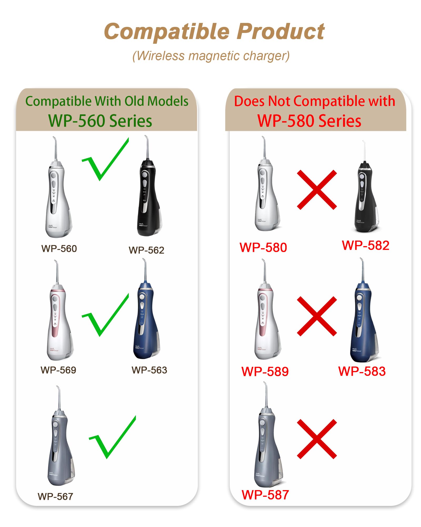 WUKUR Waterpik WP-560 magnetic charger back view