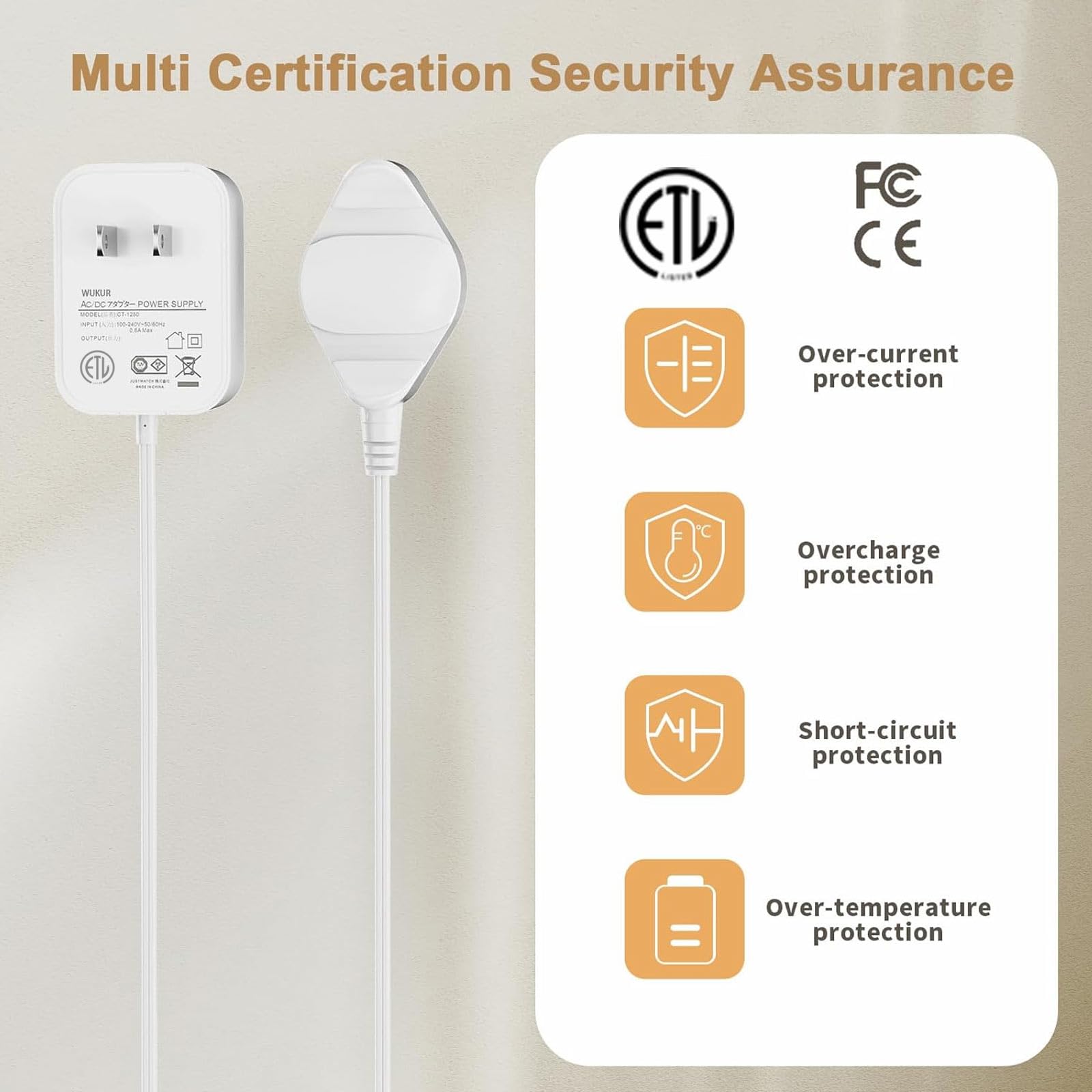 Certifications: ETL, RoHS, CE, FCC for WUKUR Waterpik charger