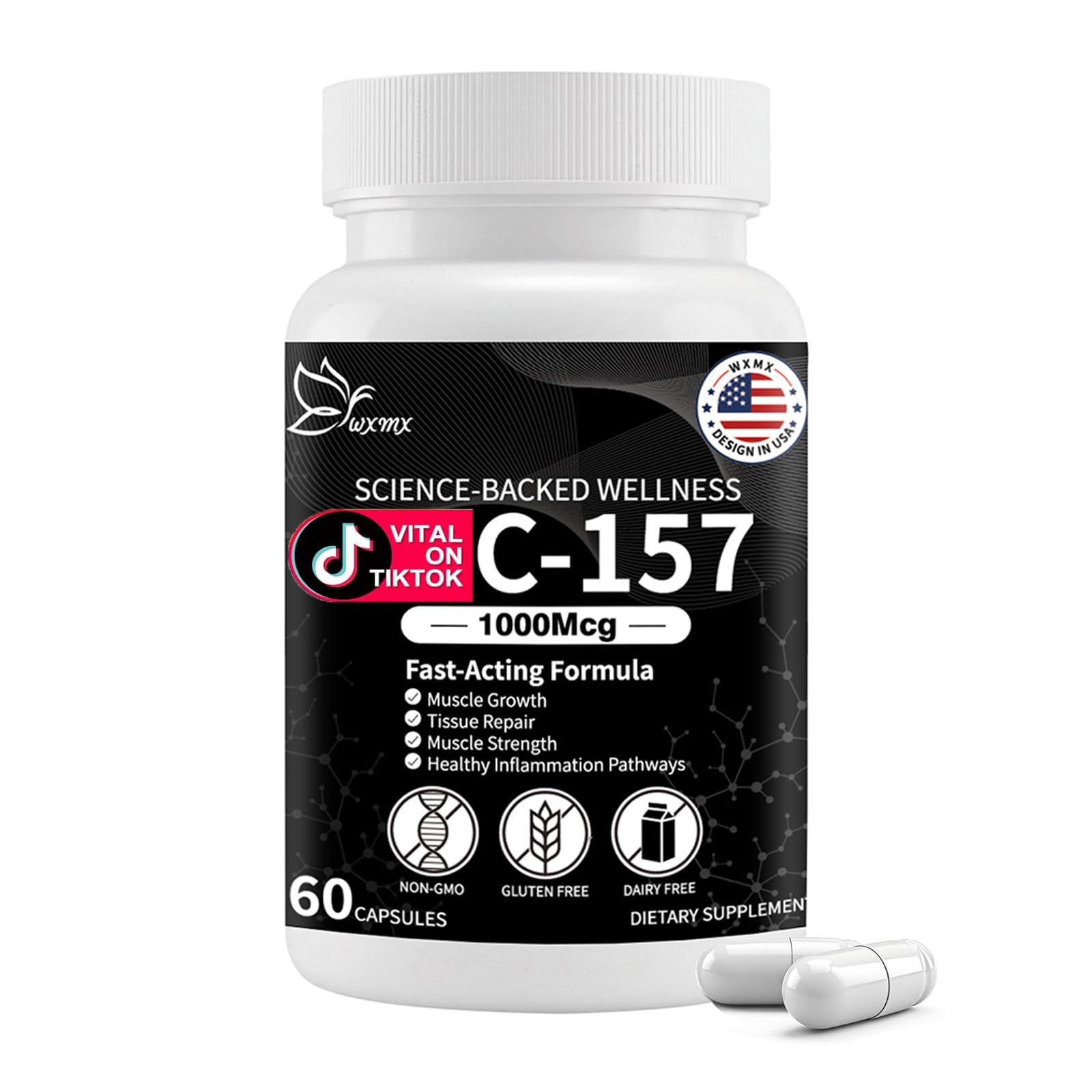 WXMX 157 capsules bottle for daily wellness and recovery support.
