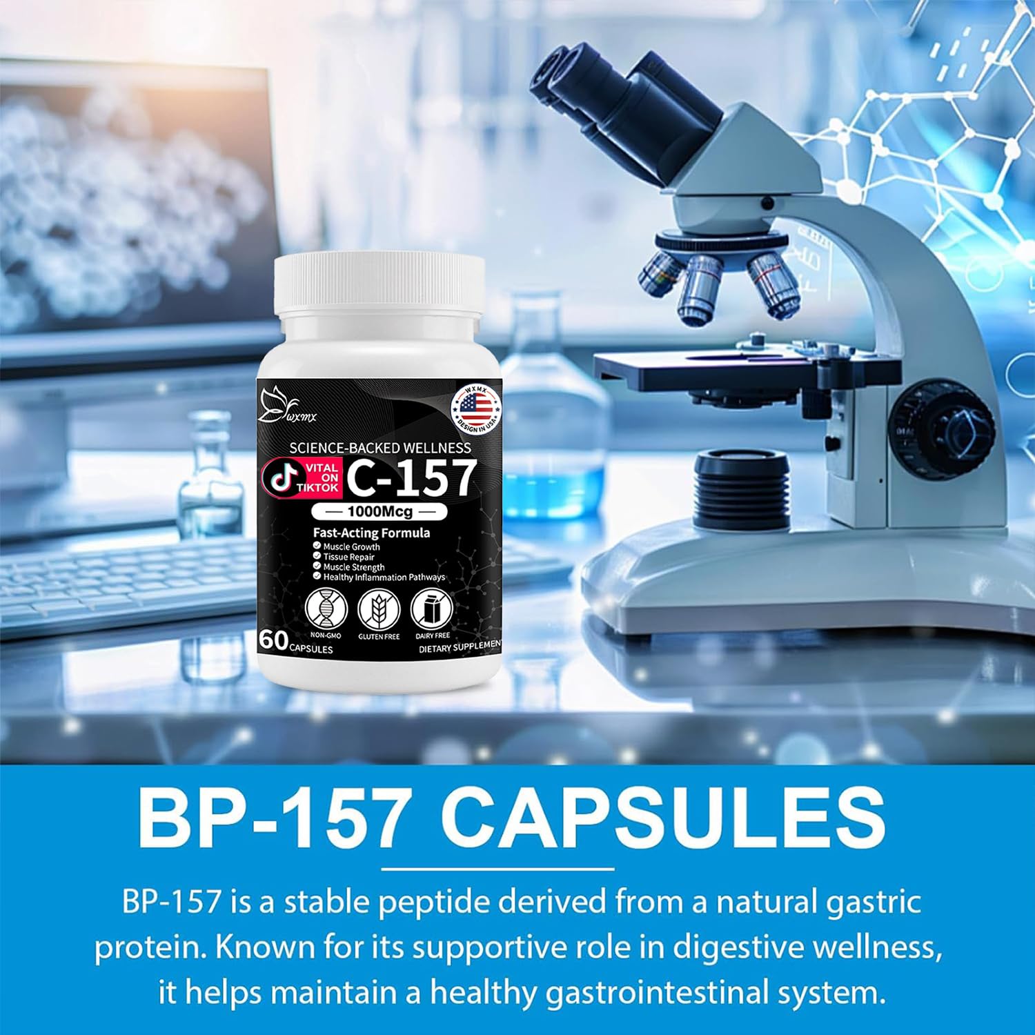 WXMX plant-based capsules highlighting clean plant cellulose delivery.