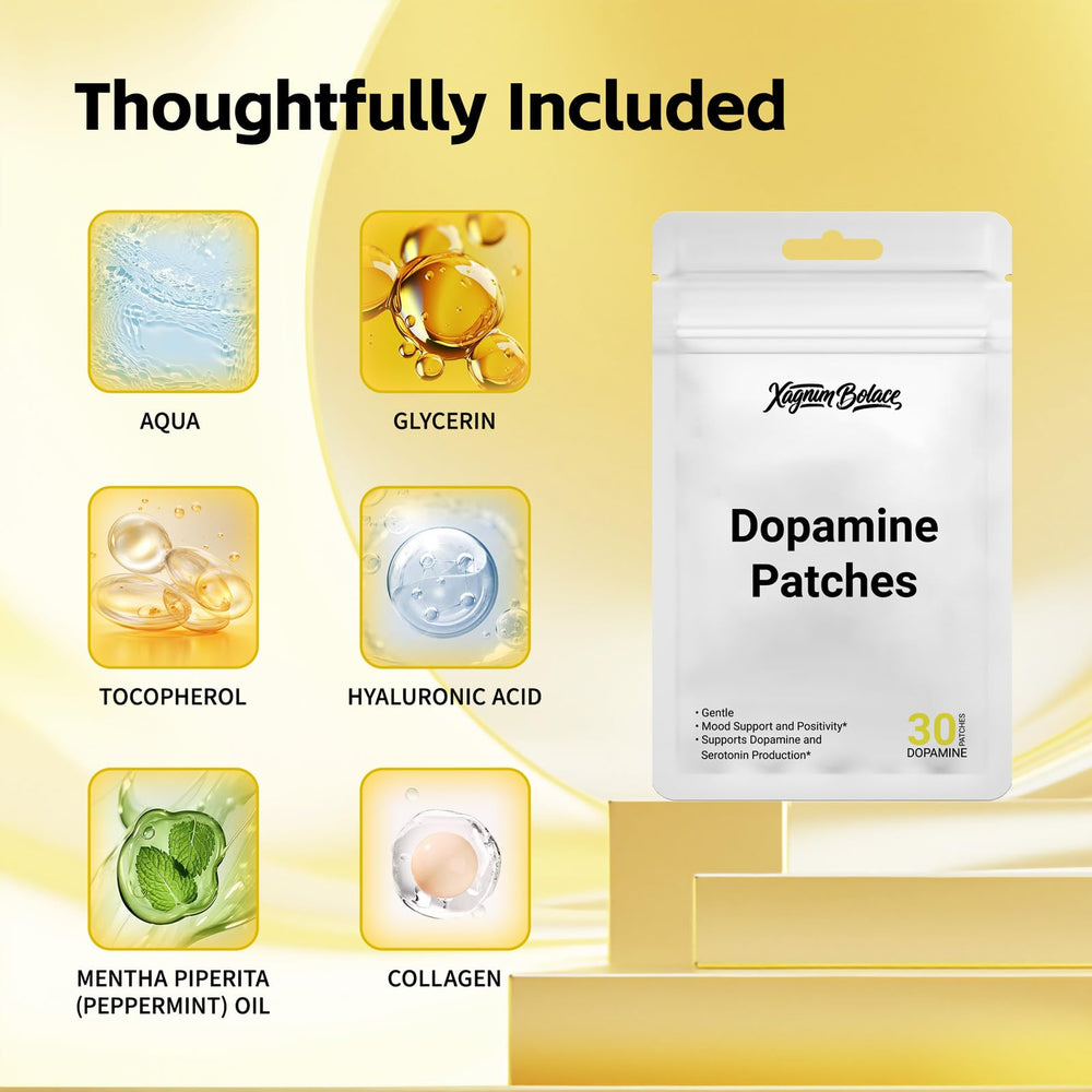 Xagnum Bolace dopamine patches application on skin shows discreet, all-day focus support.