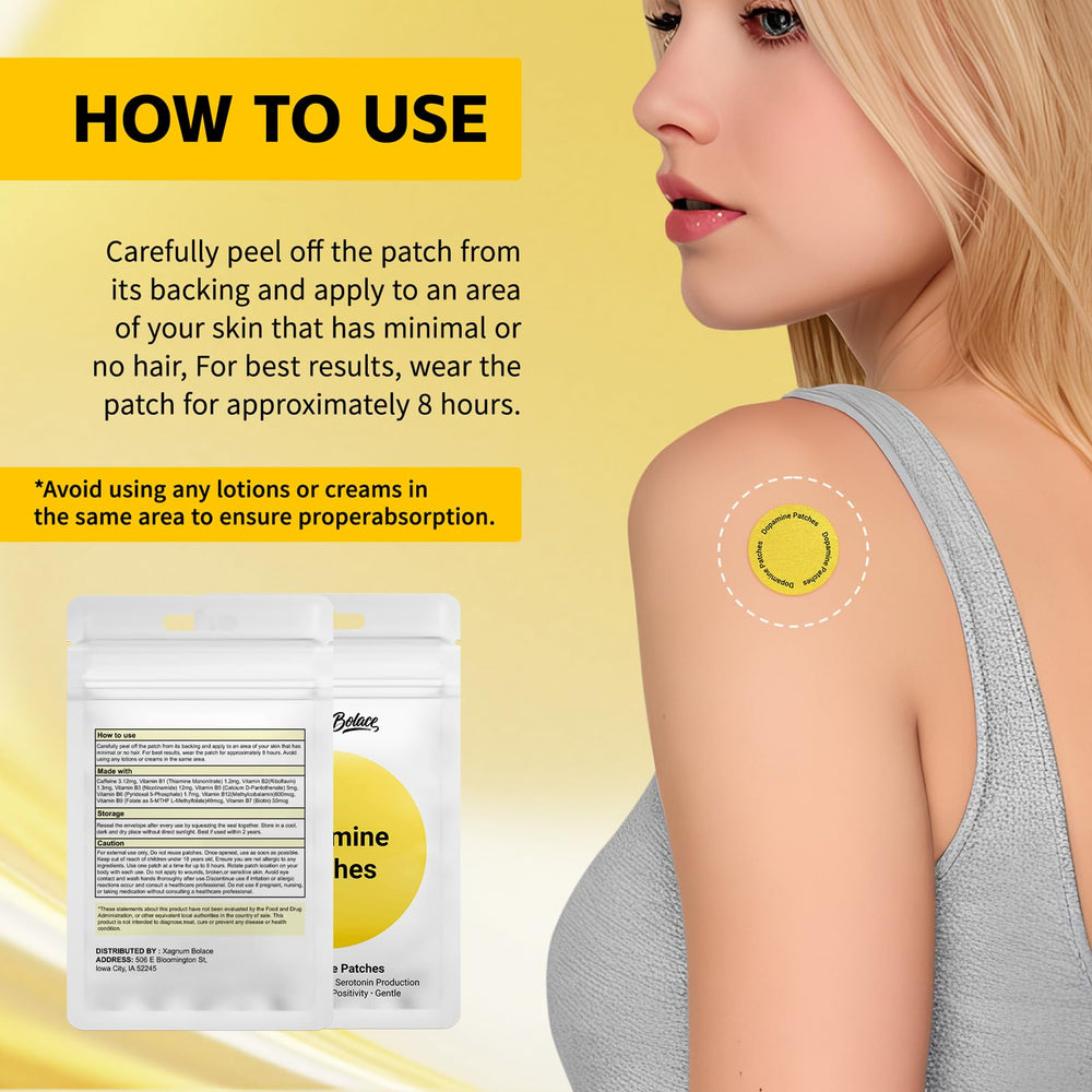 Xagnum Bolace dopamine patches wearing on arm offer discreet daily use.