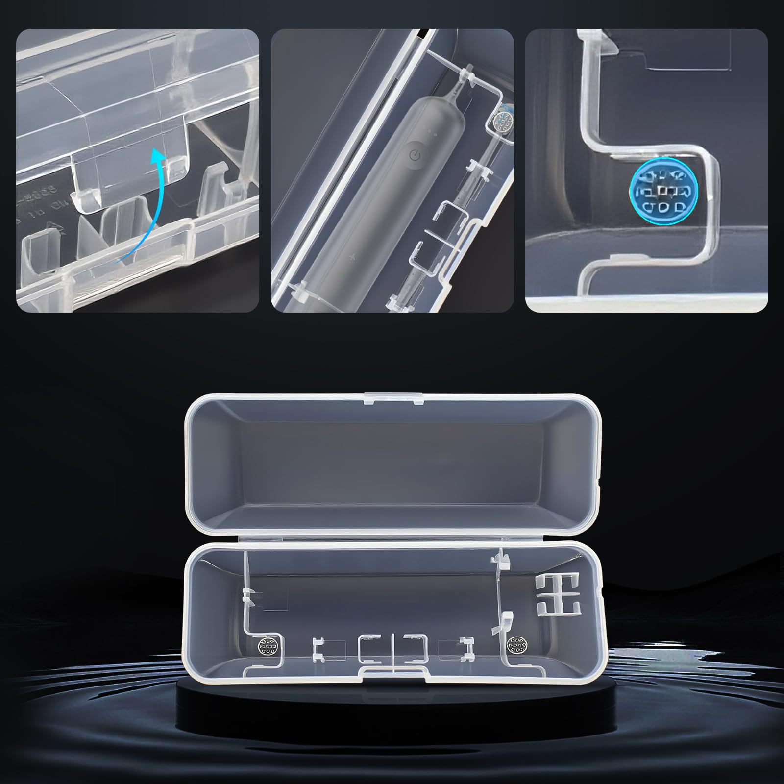 Hard transparent storage case for Laifen toothbrush, compact travel size