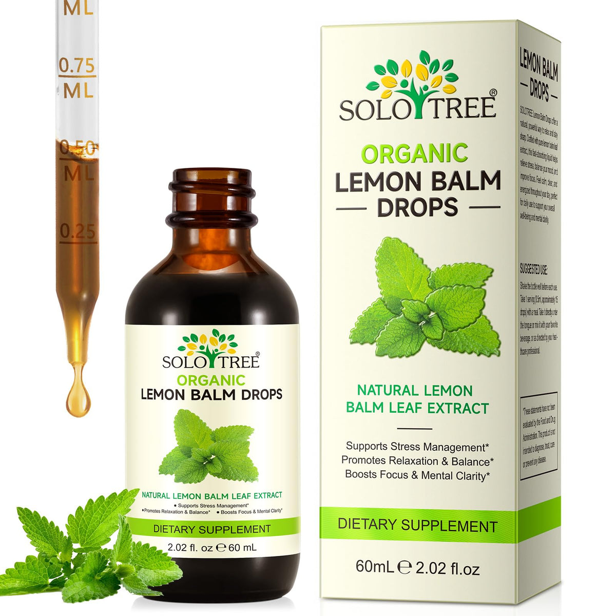 XCIHQXCF Organic Lemon Balm Extract bottle and dropper