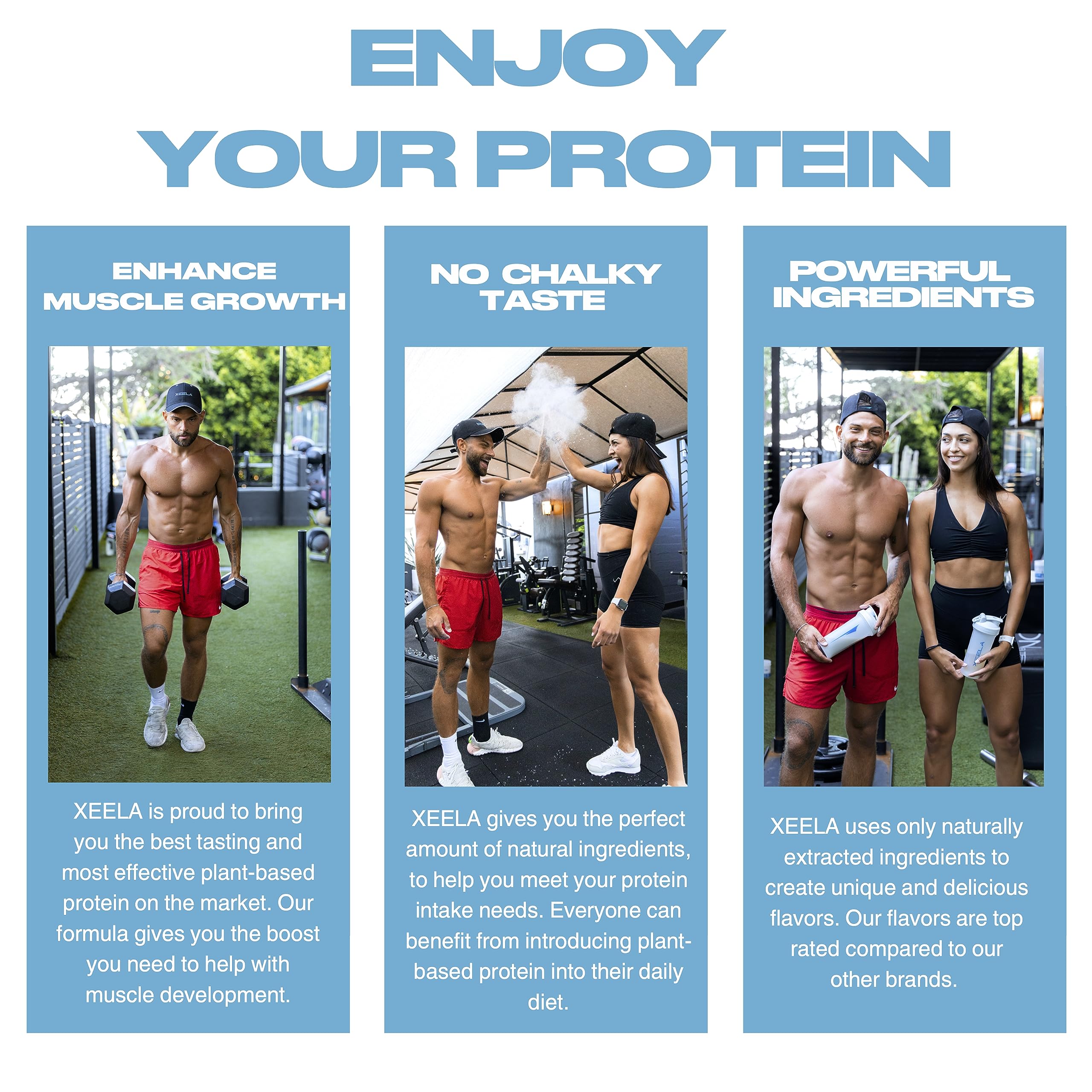 Nutrition facts panel for Xeela plant-based protein powder