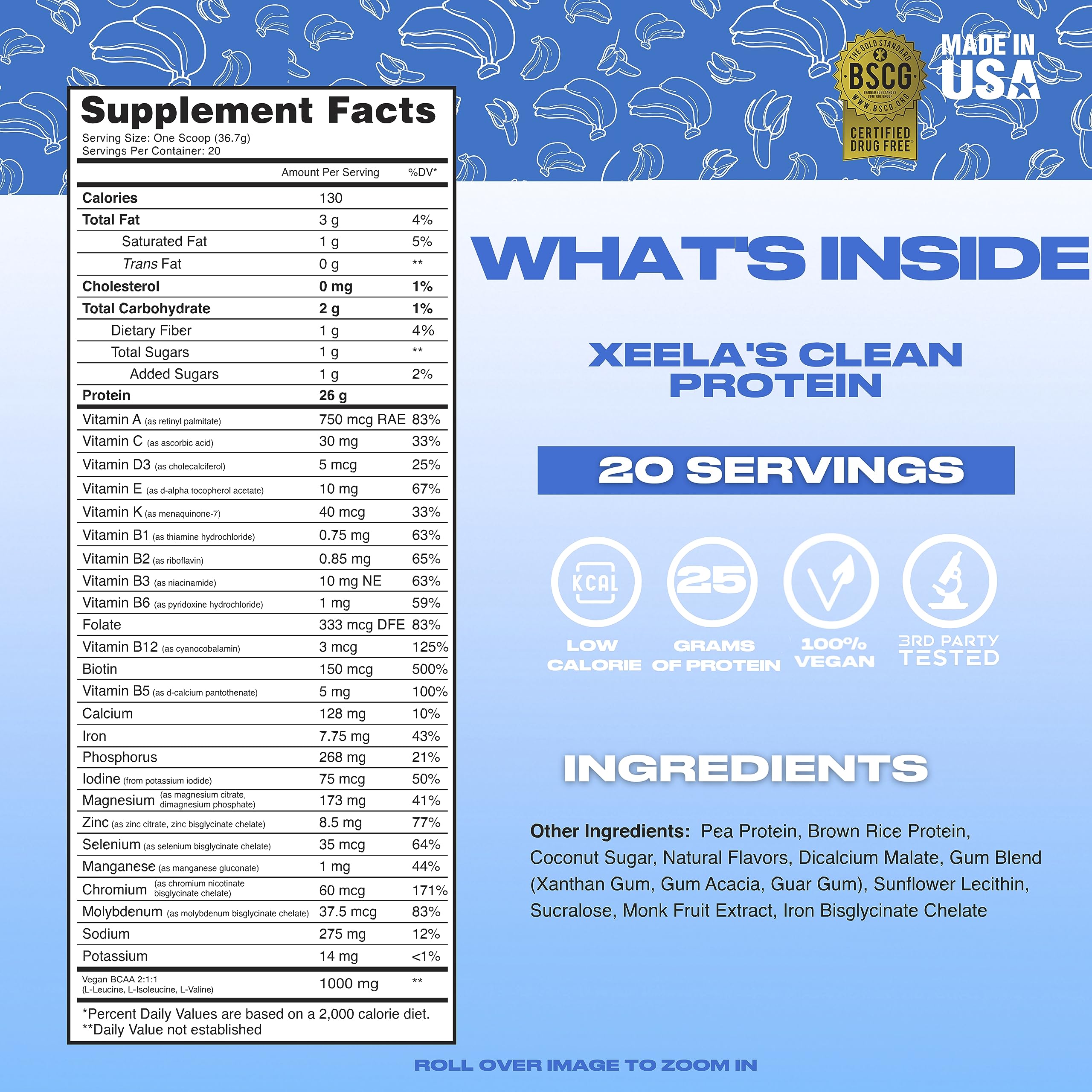 Close-up of Xeela Banana Split packaging and label