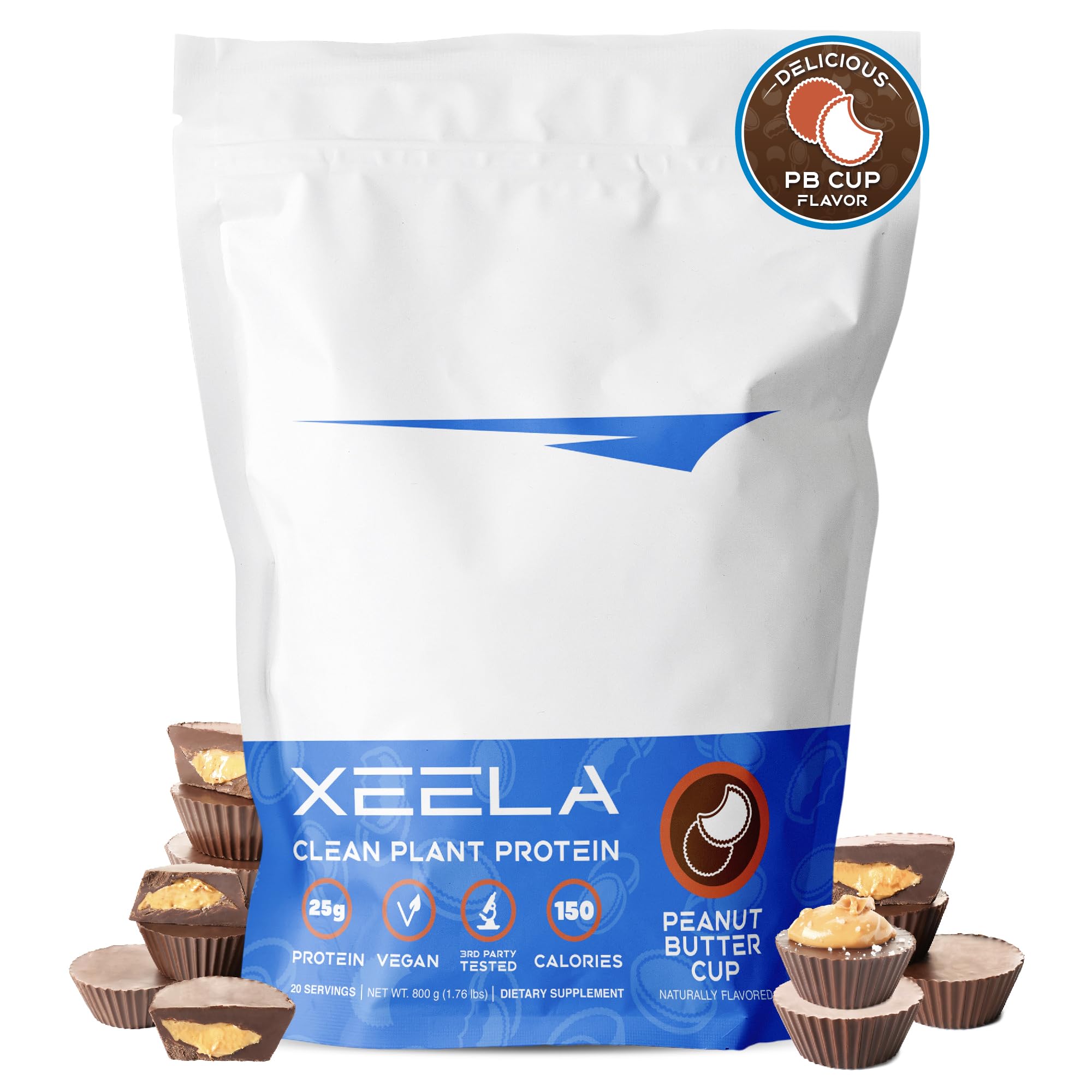 XEELA Peanut Butter Cup plant-based protein powder front view