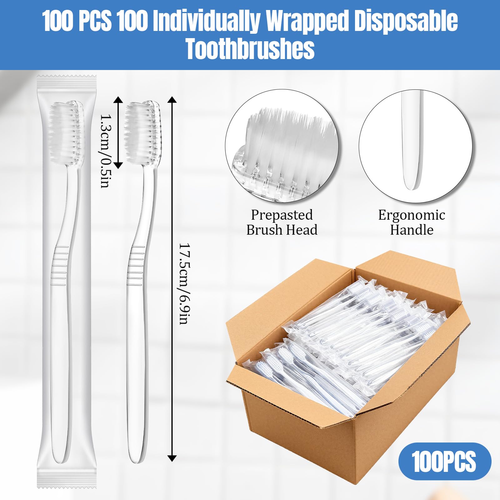 Individually wrapped travel toothbrushes from Xelsluthe, bulk pack