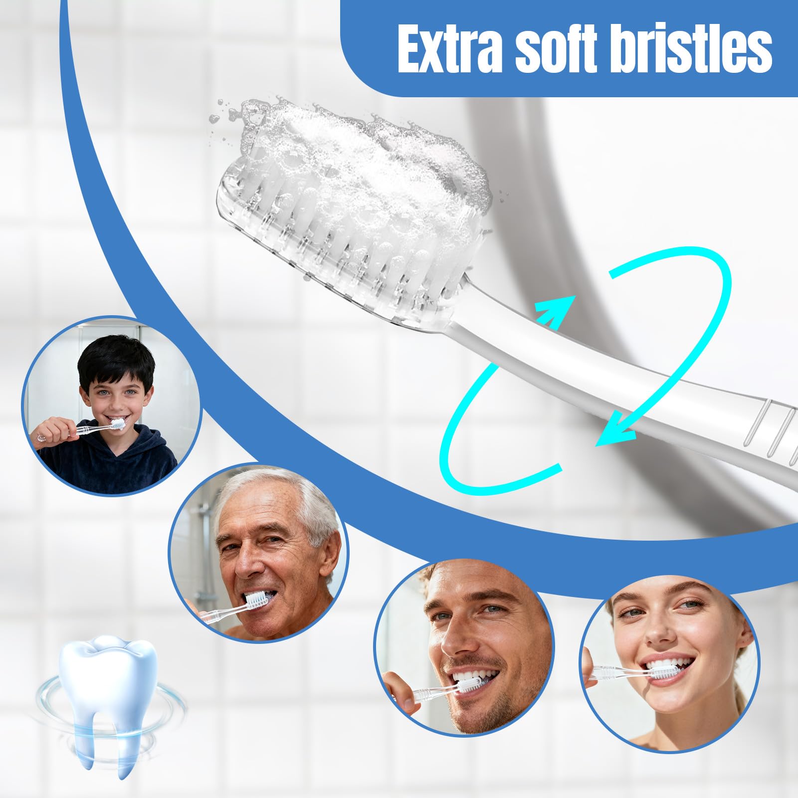 Soft bristle disposable toothbrushes for hotels and travel