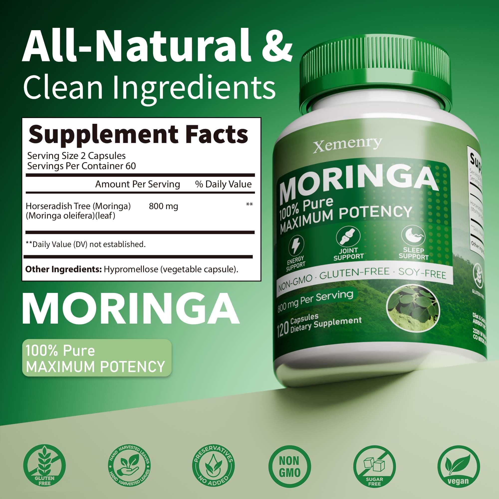 Xemenry Moringa Capsules 800mg bottle