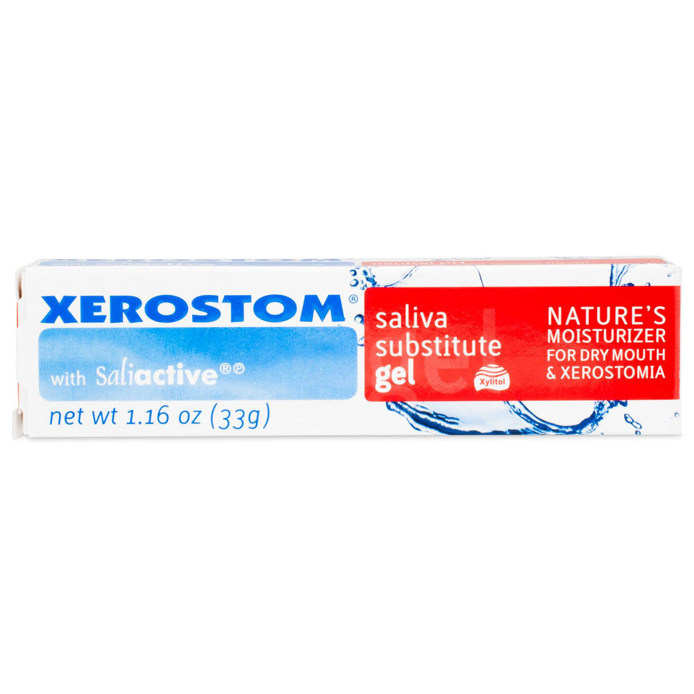 Close-up of Xerostom Dry Mouth Gel tube