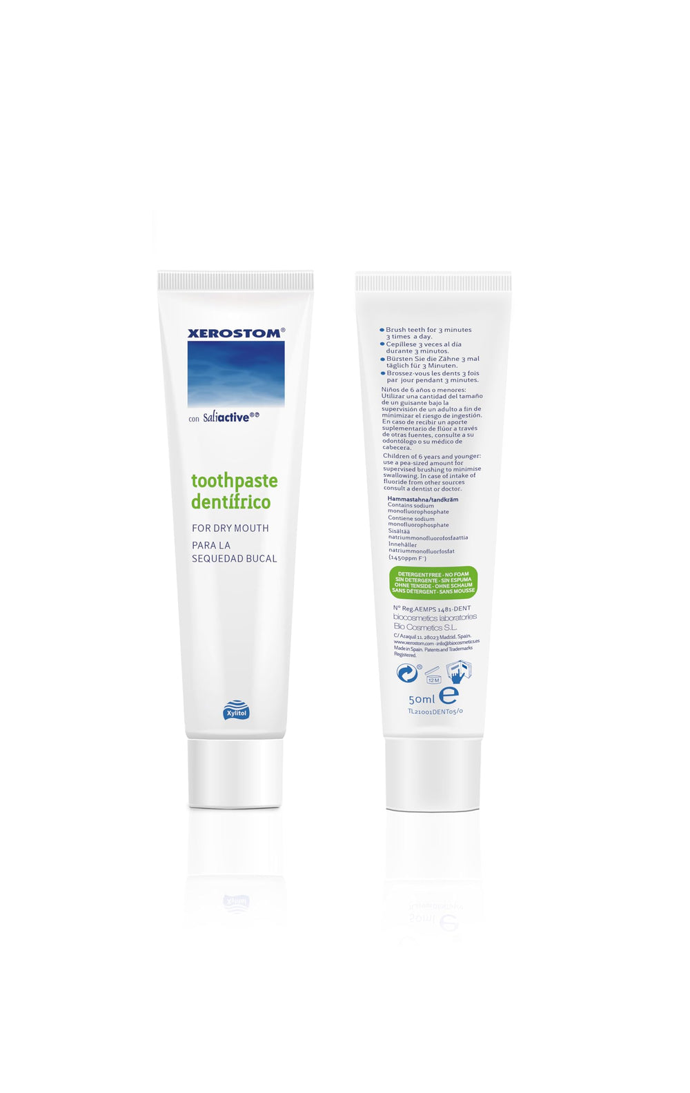 Xerostom 50ml toothpaste tube with tube packaging