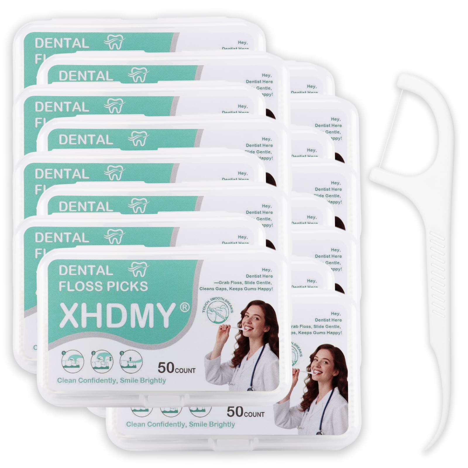 XHDMY 800-count floss picks with packaging