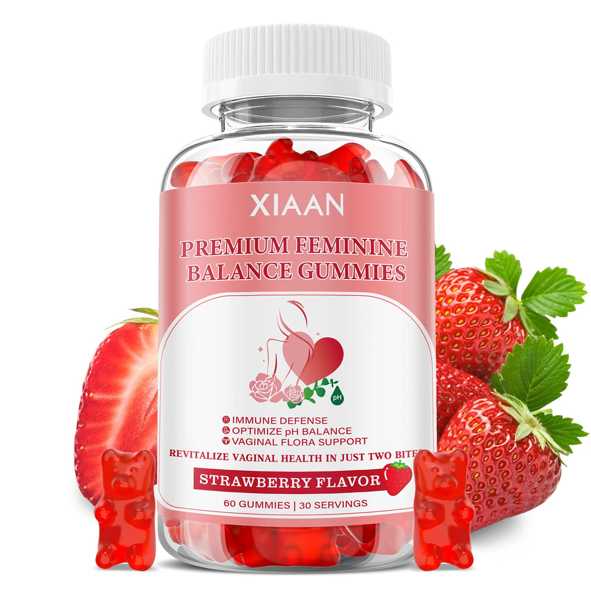 XIAAN Feminine Balance Gummies bottle on white background
