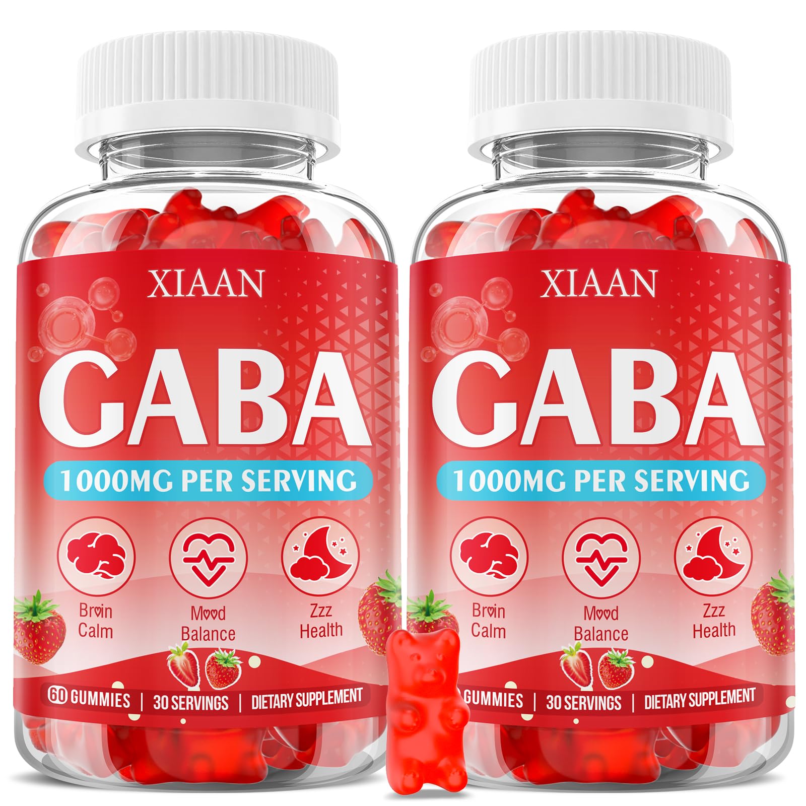 XIAAN GABA Gummies 1000mg strawberry flavor bottle