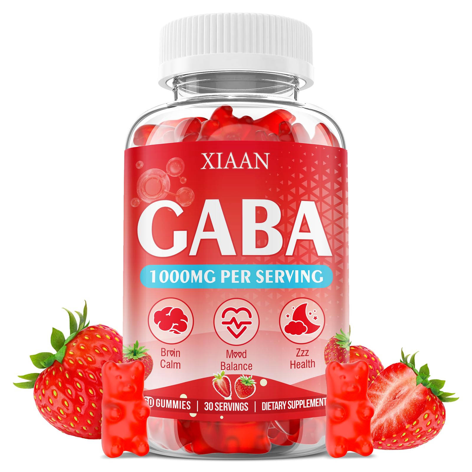 Hero image of XIAAN GABA Gummies 1000mg Strawberry 60 count