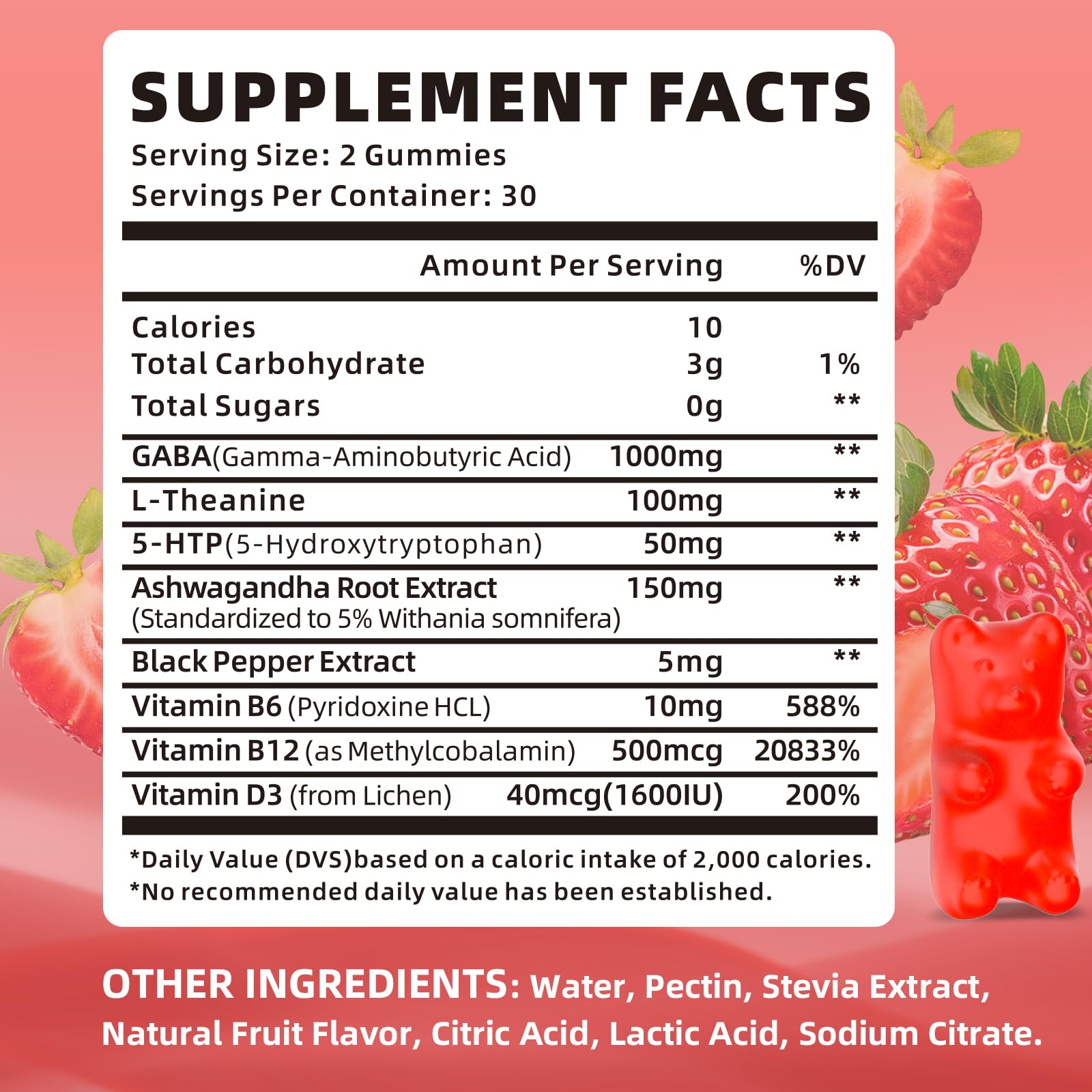 Packaging shot of XIAAN GABA Gummies 1000mg Strawberry 60 count