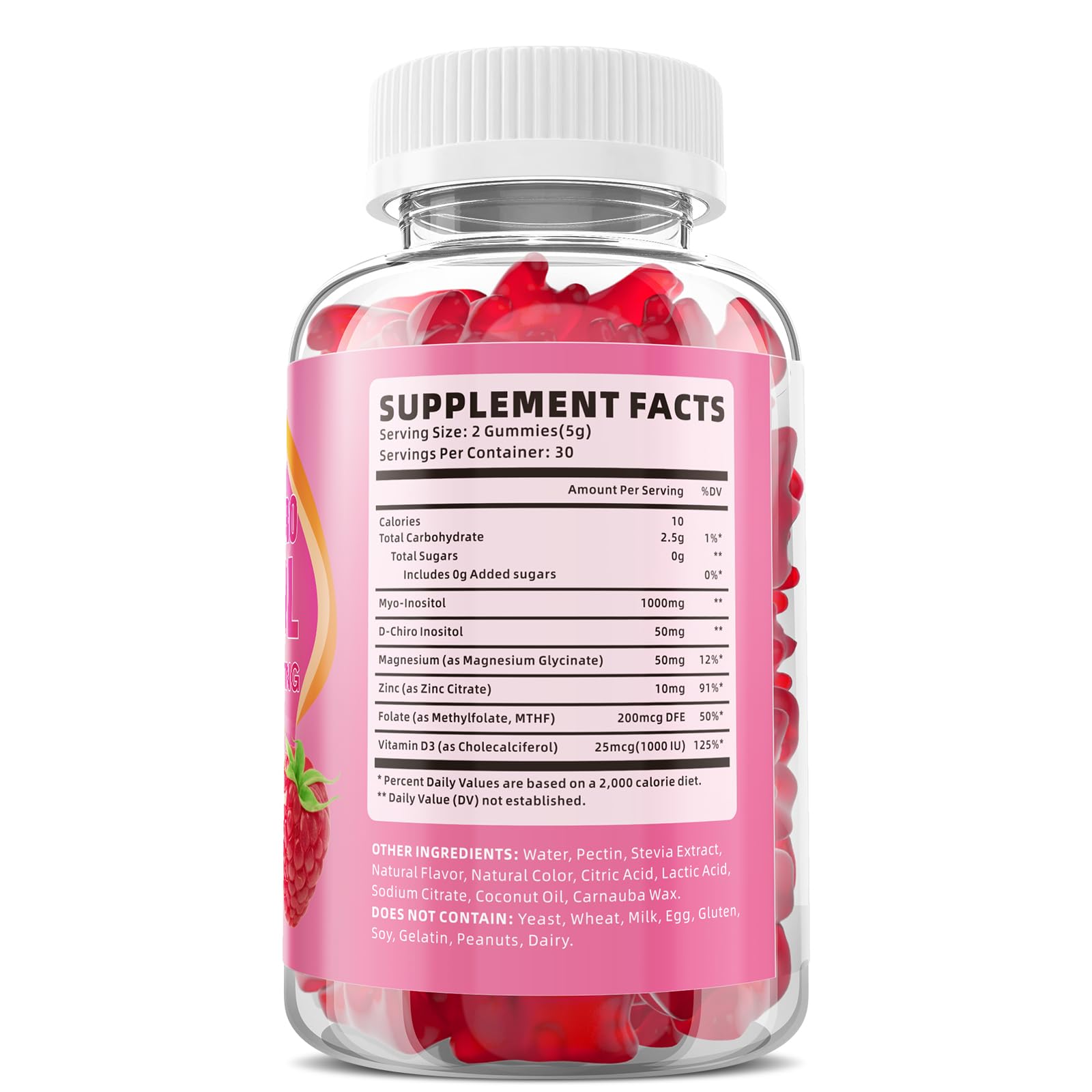 XIAAN ingredients display showing inositol sources and third-party testing reassurance