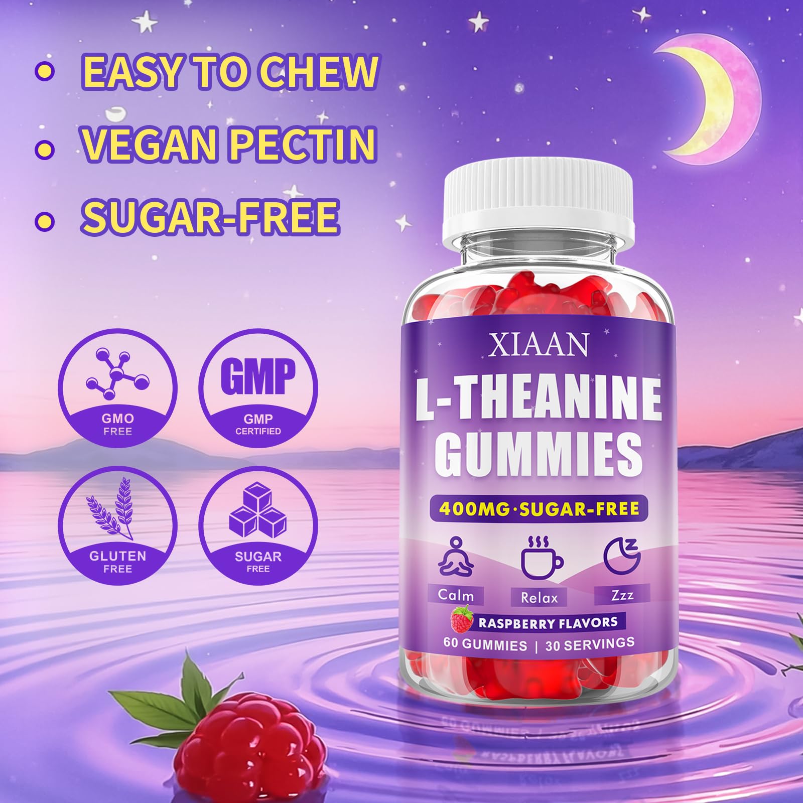 Usage guidance showing 2 gummies daily