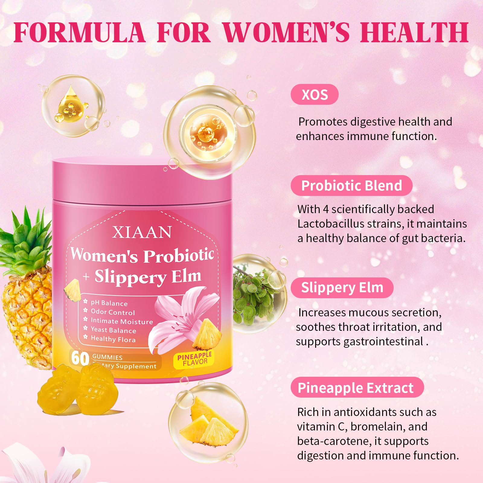 Label showing 4-strain probiotic blend and L. rhamnosus & L. reuteri