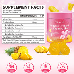 Pineapple-flavored sugar-free vegan feminine probiotic gummies