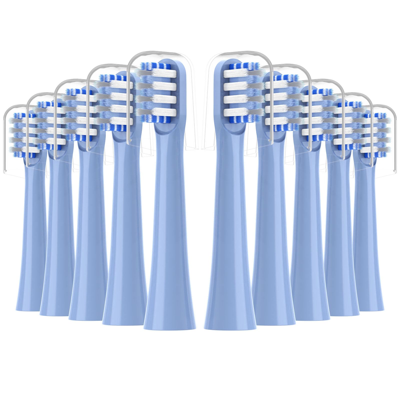 Xiaohead 10-pack replacement toothbrush heads for Colgate Hum Connected Blue - front view