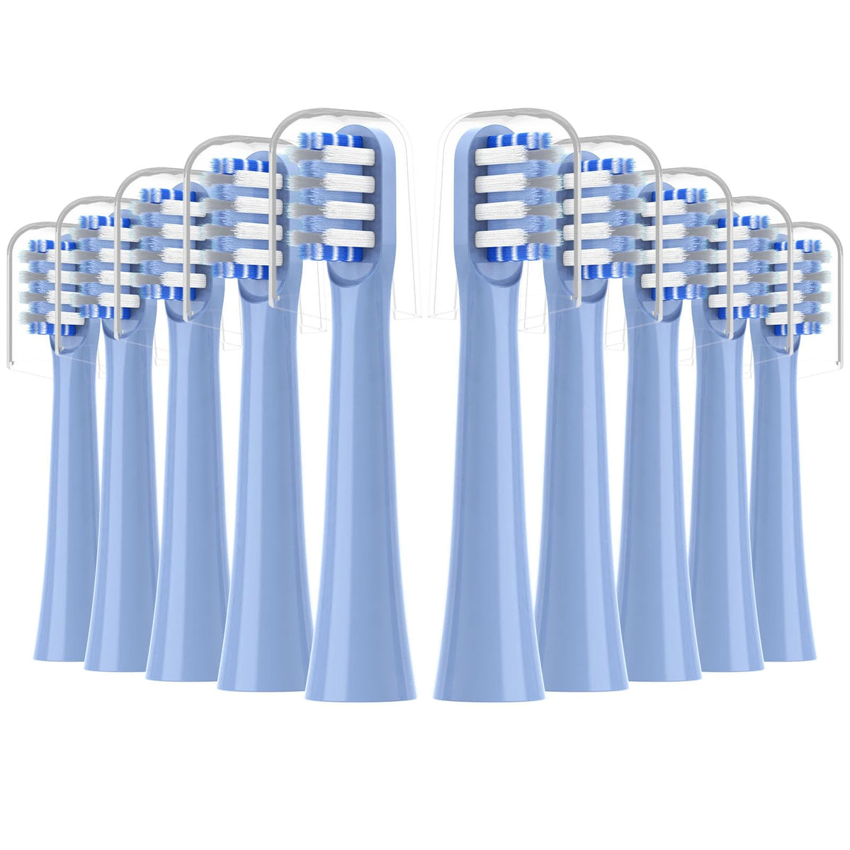 Xiaohead 10-pack replacement toothbrush heads for Colgate Hum Connected Blue - front view